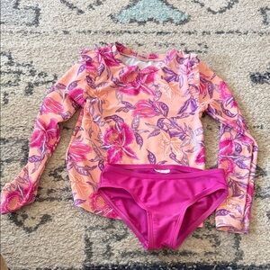 Old Navy Pink and Purple Kids Swim Rashguard Set size 4T